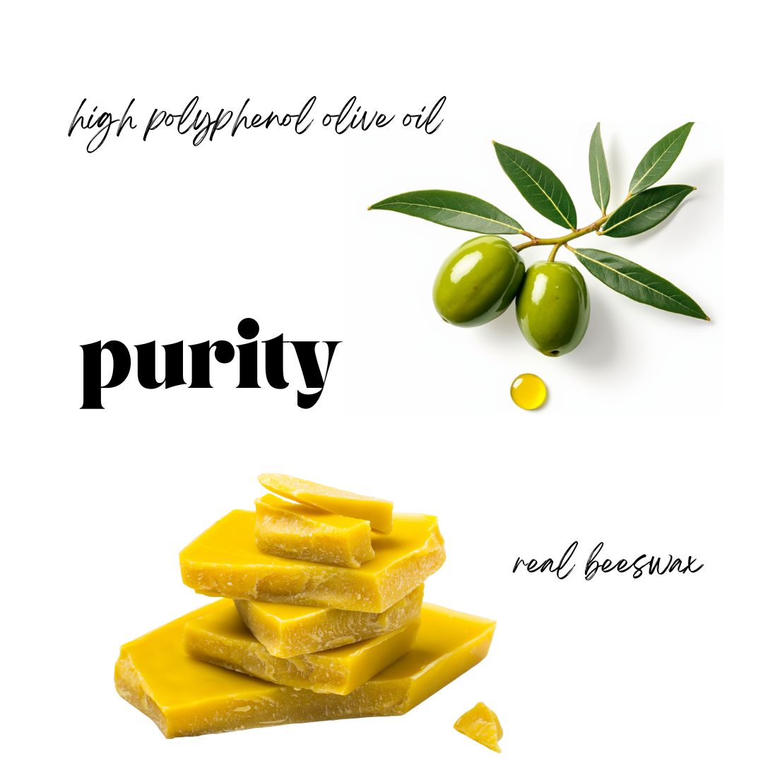 Lip Balm made with high polyphenol olive oil and beeswax